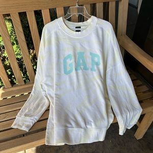 Gap Oversized Tie-dye Sweatshirt, Yellow, Size XL